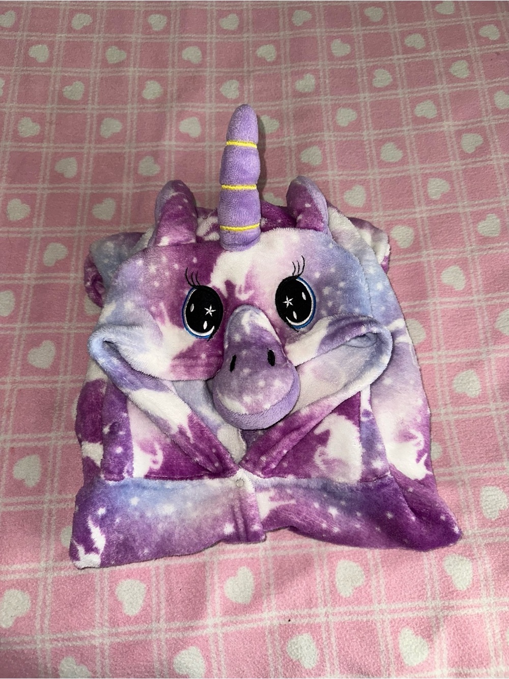Purple Unicorn Plush Hooded Blanket robe for Kids - Soft Galaxy Design
